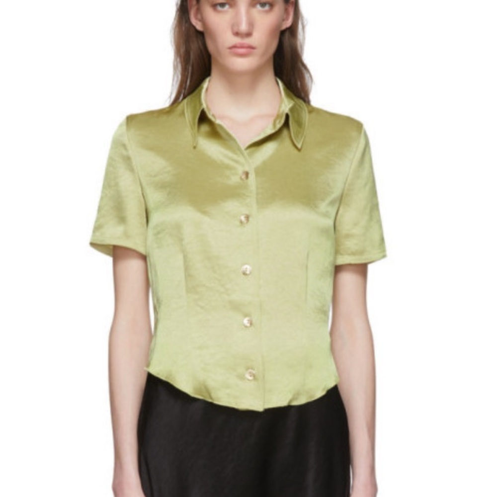 Nanushka Green Clare Shirt button up top small